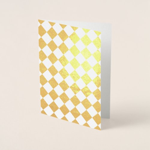 Diamond Checkered White and Gold Foil Card