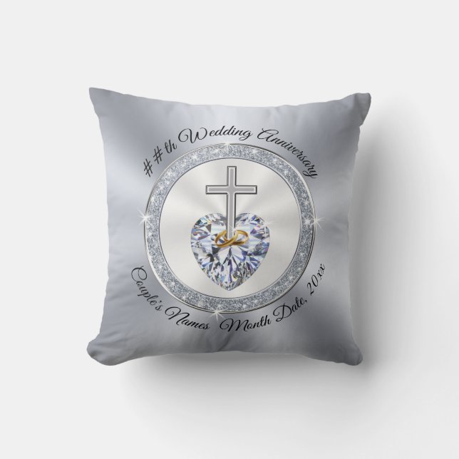 Diamond Christian Anniversary Gifts for ANY YEAR Throw Pillow (Front)