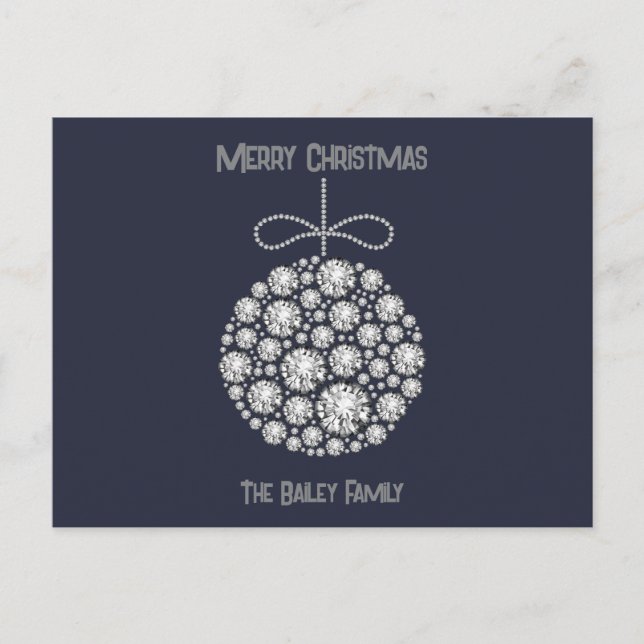 Diamond Christmas Ornaments Holiday Postcard (Front)