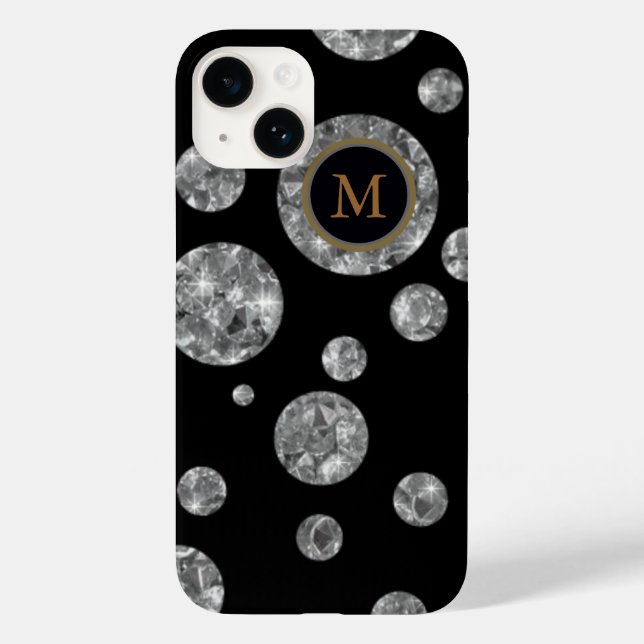Diamond circles on black, personalized Case-Mate iPhone case (Back)