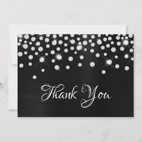 Diamond Confetti Black Satin Gradient Foil Thank You Card