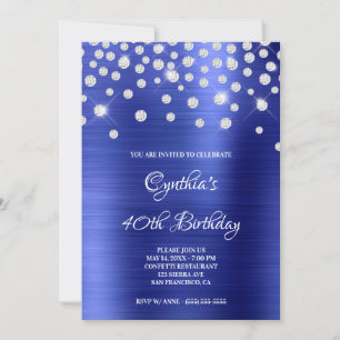 Diamond Confetti Sapphire Satin Foil Ombre Invitation