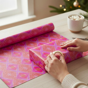 Diamond Crayon Texture Pink Purple Orange  Wrapping Paper