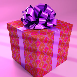 Diamond Crayon Texture Pink Purple Orange Wrapping Paper