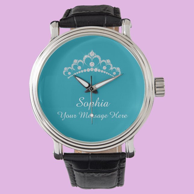 Diamond Crown, Name, Your Message, Teal Watch (Creator Uploaded)