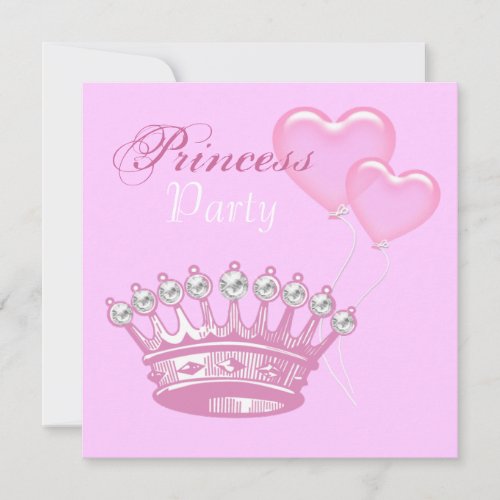 Diamond Crown Princess Birthday Party invitation