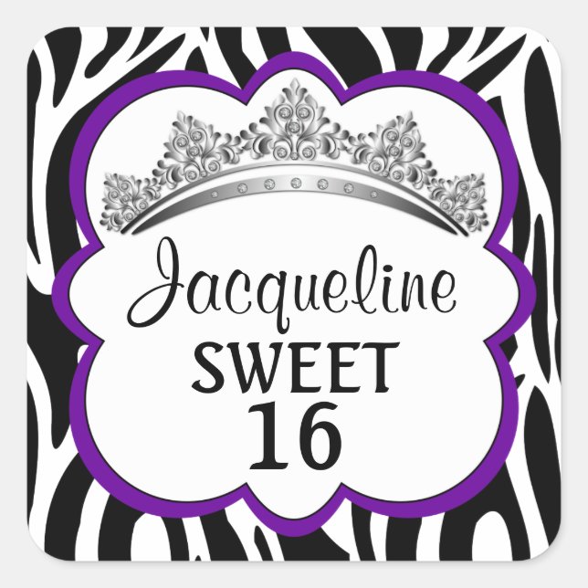 Diamond Crown Zebra Purple Stickers (Front)
