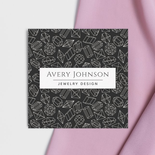Diamond Crystal Gemstone Pattern Jewelry Design Square Business Card (Creator Uploaded)