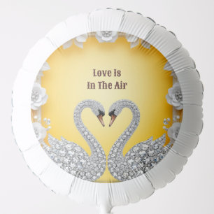 Diamond Crystal Swans Romantic Warm Scene Balloon