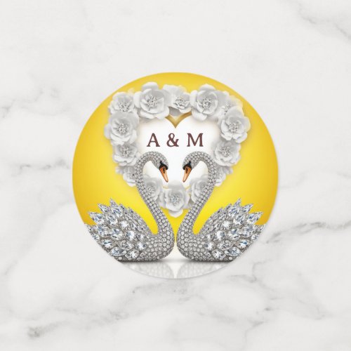 Diamond Crystal Swans Romantic Warm Scene Confetti