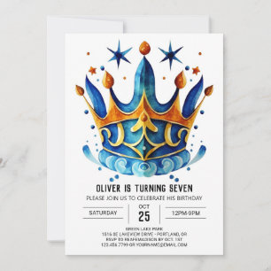 Diamond Custom Prince Crown Birthday Invitation