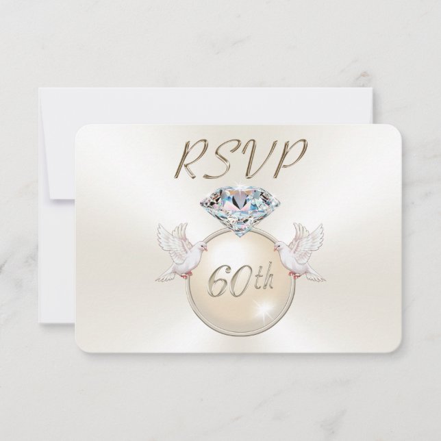 Diamond Customizable RSVP Cards with Meal Choice (Front)