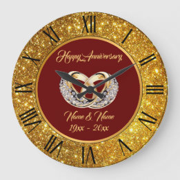 Diamond Customize Wedding Rings Gold Anniversary Large Clock