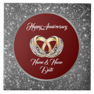 Diamond Customize Wedding Rings Silver Anniversary Ceramic Tile