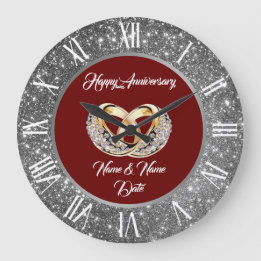 Diamond Customize Wedding Rings Silver Anniversary Large Clock