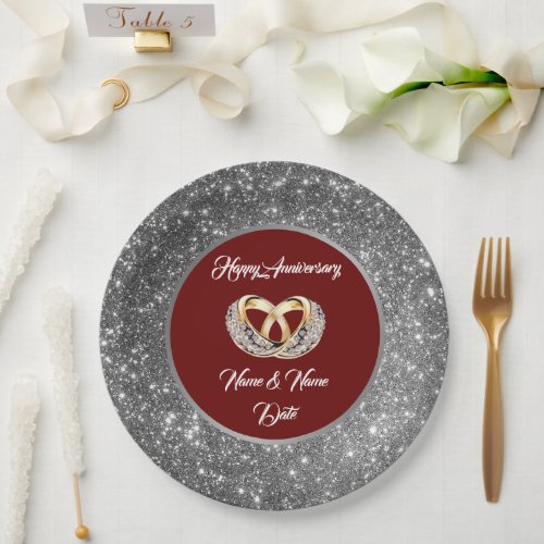 Diamond Customize Wedding Rings Silver Anniversary Paper Plates