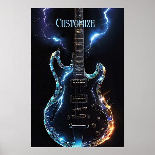 Diamond Cut Electric Guitar Poster