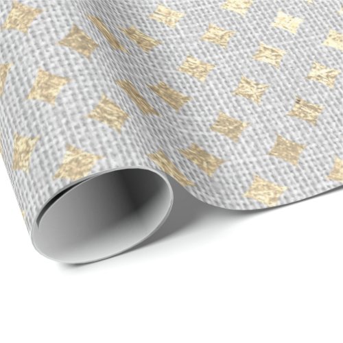 Diamond Cut Foxier Gold Silver Gray VIP Linen Wrapping Paper