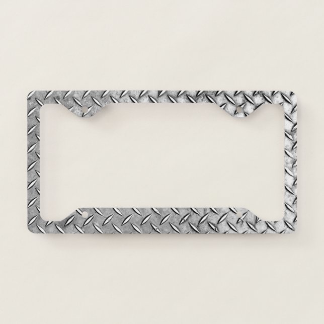 Diamond Cut Pattern Look Metal Plate License Plate Frame (Front)