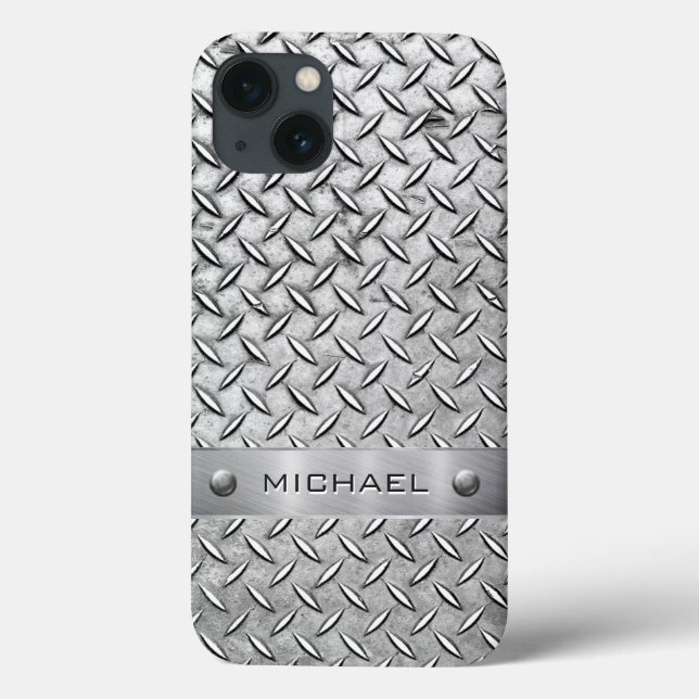 Diamond Cut Pattern Metal Plate Case-Mate iPhone Case (Back)