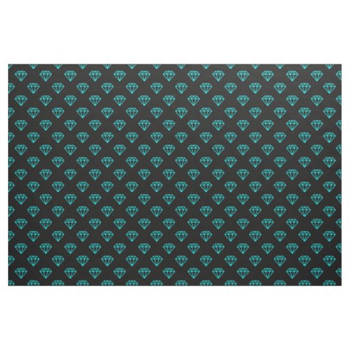Diamond - Cyan on Black Fabric