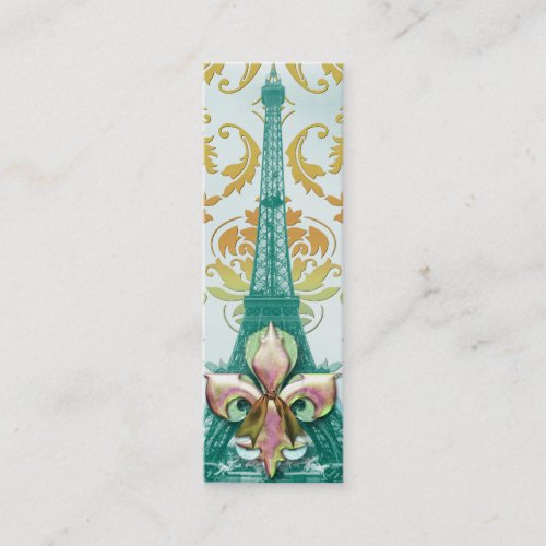 Diamond Damask, EIFFEL TOWER in Gold &amp; Teal Business Card