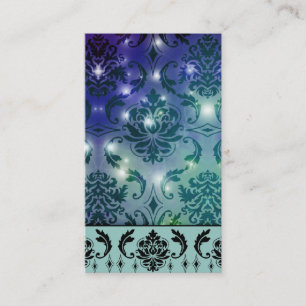 Diamond Damask, FAIRY LIGHTS in Blue and Teal Business Card