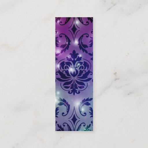 Customizable Diamond Damask, FAIRY LIGHTS in Plum &amp; Blue Business Card Templates