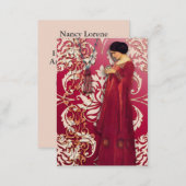 Diamond Damask, FASCINATION in Red & Pink Business Card (Front/Back)
