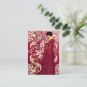 Diamond Damask, FASCINATION in Red & Pink Business Card (Standing Front)