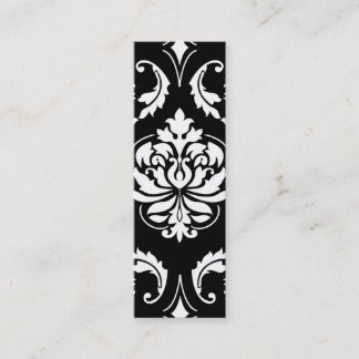 Diamond Damask in White on Black Mini Business Card
