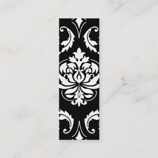 Customizable Diamond Damask in White on Black Business Cards