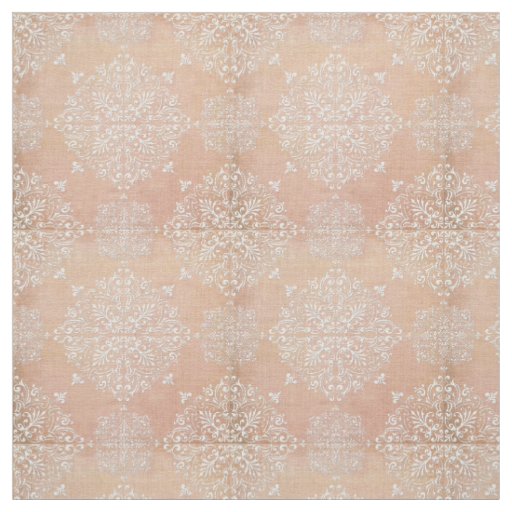 Diamond Damask Lace Peach Fabric Material