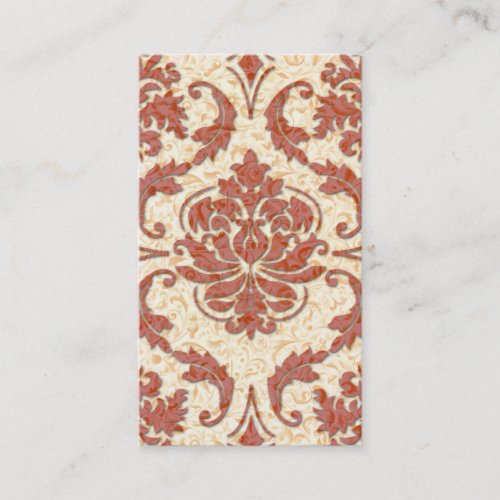 Diamond Damask, NOUVEAU PRINT in Red and Orange Business Card