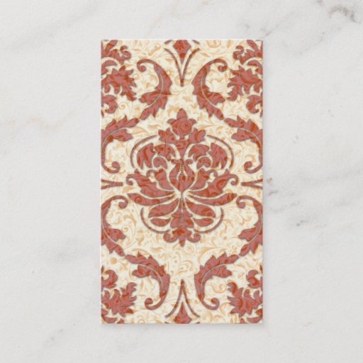Customizable Diamond Damask, NOUVEAU PRINT in Red and Orange Business Card