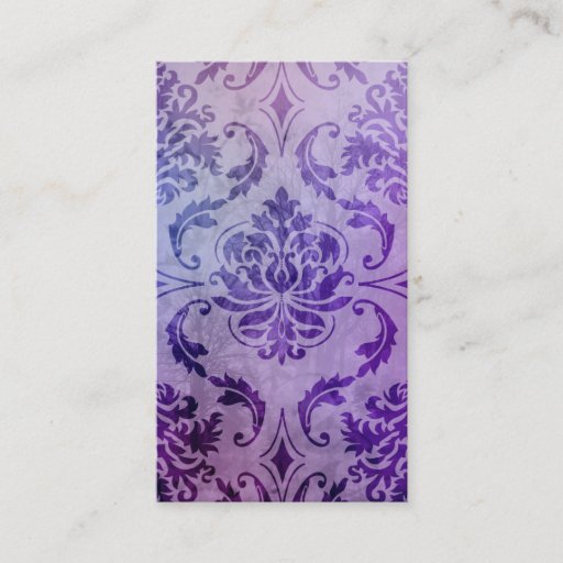 Customizable Diamond Damask, SHADOWS and FOG in Purple Business Card Template