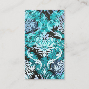 Diamond Damask, Shanghai in Teal and Light Blue Business Card