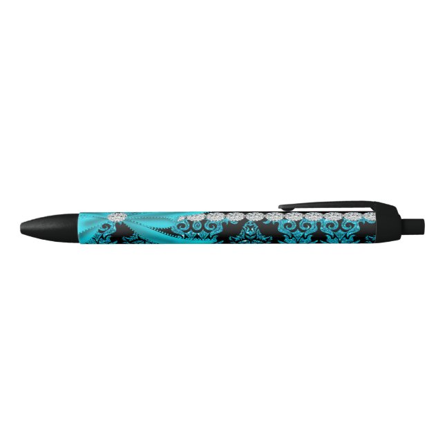 Diamond Damask (Teal Glitter) Pen (Top)