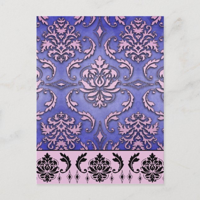 Diamond Damask, TERRACINA in Purple & Pink Postcard (Front)