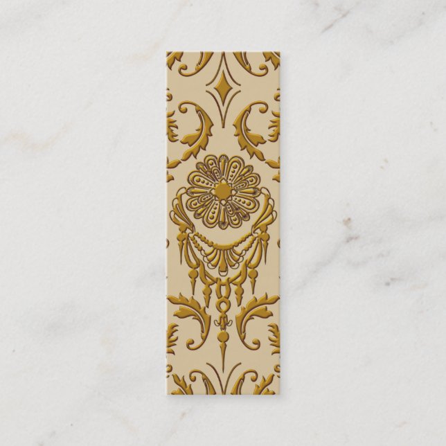 Diamond Damask, THE QUEEN'S JEWELS in Gold Mini Business Card (Front)