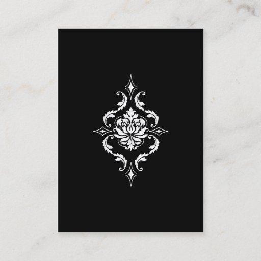 Customizable Diamond Damask, White on Black Business Card Templates