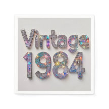 Diamond Decades: Vintage 1984 Cocktail Napkin