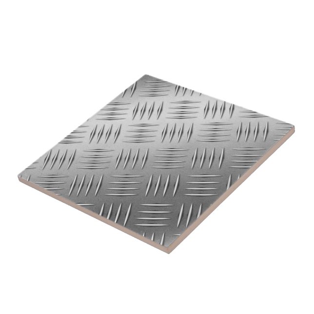 Diamond Deckplate on Worn Steel Ceramic Tile (Side)