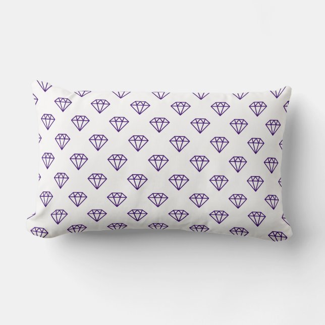 Diamond - Deep Purple on White Lumbar Pillow (Front)