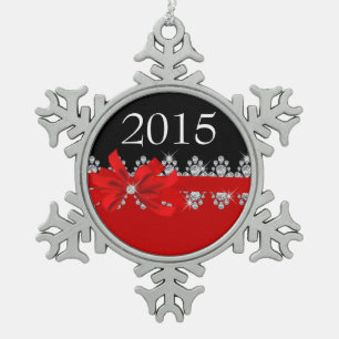 Diamond Delilah (Red) Snowflake Pewter Christmas Ornament