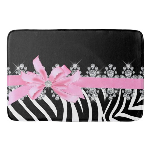 Diamond Delilah Zebra Pink Bathroom Mat