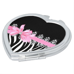 Diamond Delilah Zebra (Pink) Compact Mirror