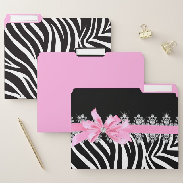 Diamond Delilah Zebra (Pink) File Folder (Set)