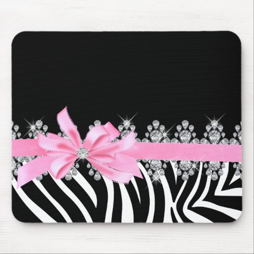 Diamond Delilah Zebra Pink Mouse Pad