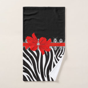 Diamond Delilah Zebra (Red) Hand Towel